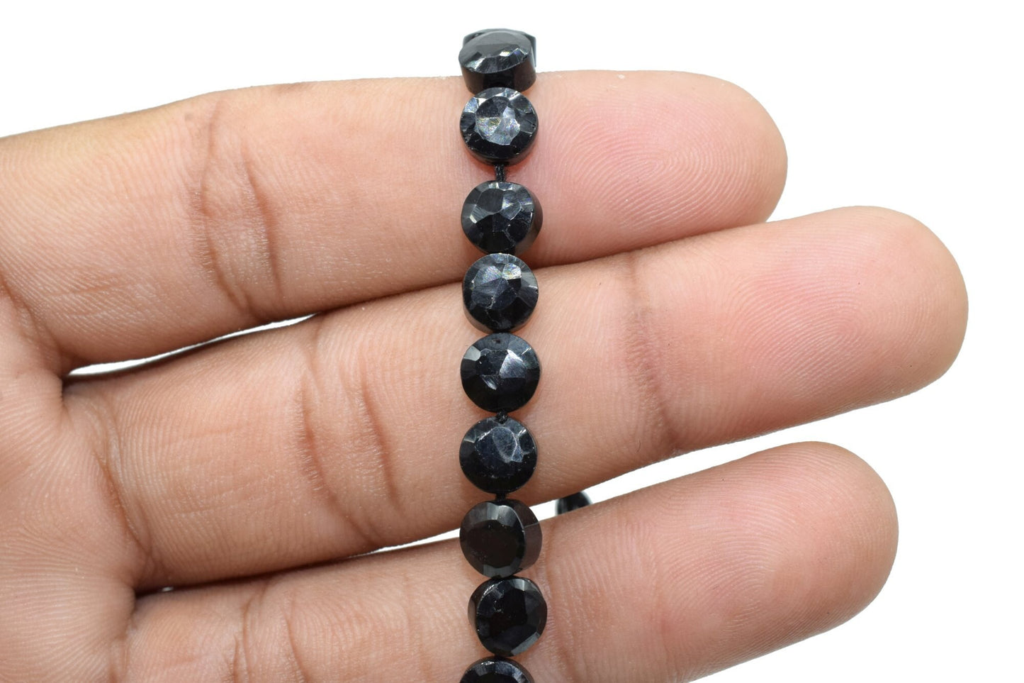 Black Onyx Faceted 6mm Coin Discs Beads,high quality Black Onyx faceted coin bead 6 inch strand,Black onyx faceted beads,handmade coin beads