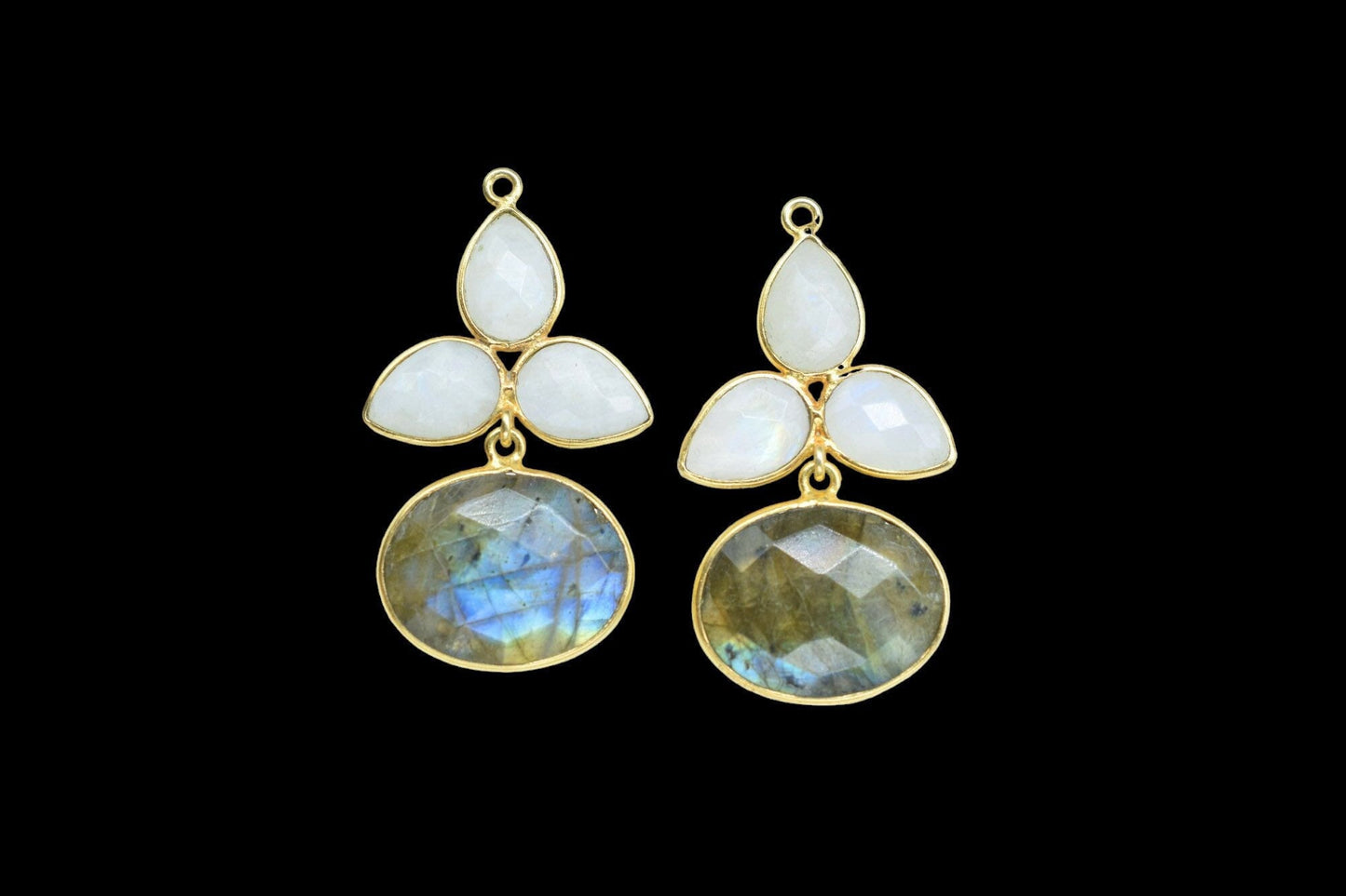 Moonstone Bezel Charms Connector/Bridal Jewlry/Labradorite Jewelry/Jewelry Making Connector/Gold Plated Jewelry/Station Bezel Link Supplies