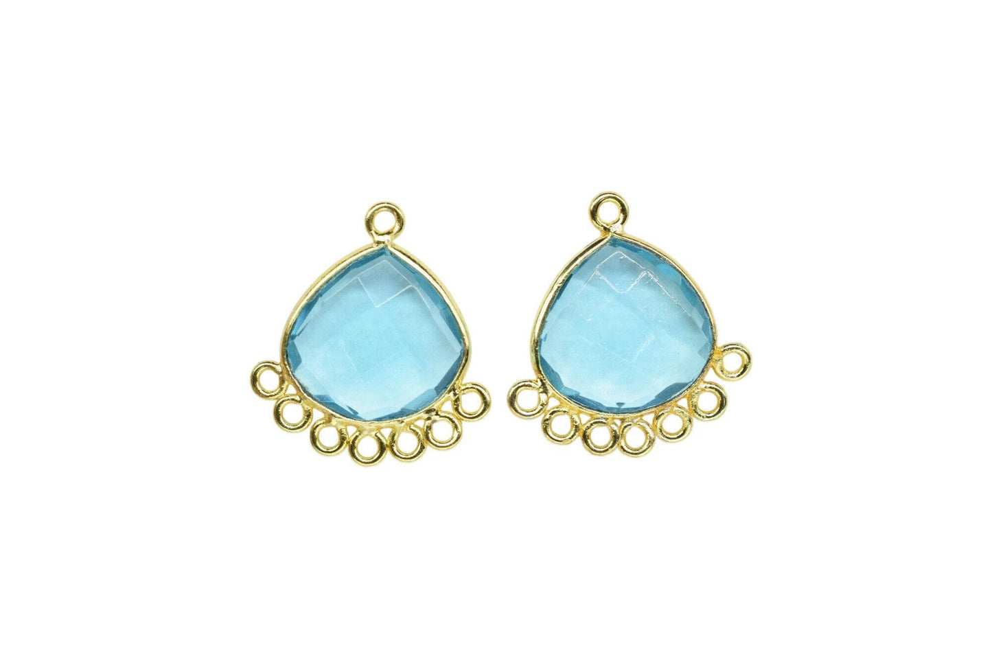 Sky Topaz 14mm Heart Bezel Charm/Charms Connector/Handmade Jewellery Connectors/Gemstone Brass Component/Women Jewelry/B'day Gift