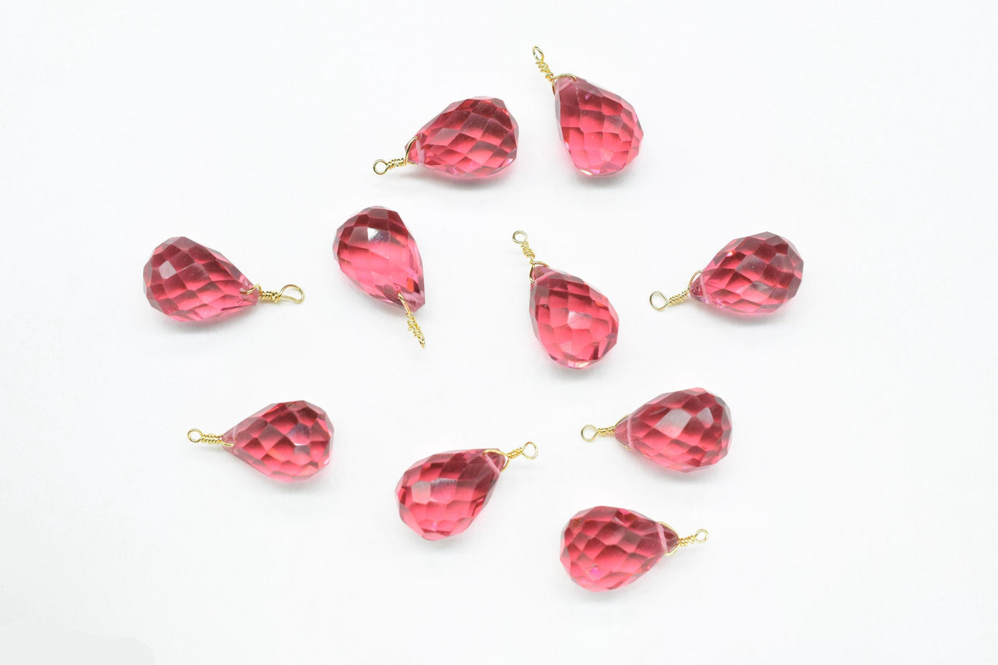 Pink Tourmaline 10x14mm Faceted Drops,Tourmaline Wire Wrapped Gemstone Connector,dainty Pendant,Tourmaline Connector Charms,Pink Tourmaline
