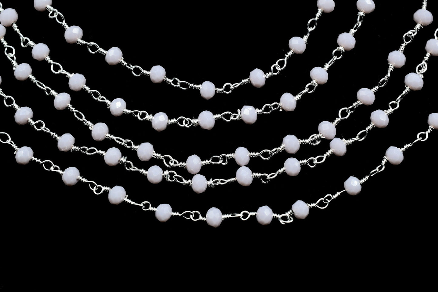 Lavender 3mm Beaded Chain,Lavender Rosary Chains,Lavender Gold Plating Wire Wrap Chain,Lavender Brass chain,Jewelry Making ChainRosary chain