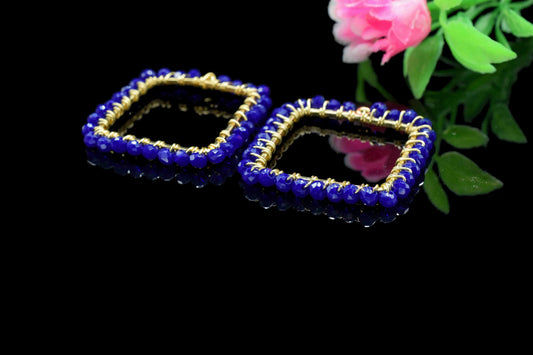 Lapis Lazuli Wire Wrapped Dangle Connector,Gemstone Components,Handmade Earring,Finding Necklace Component Jewelry,Beaded Earring Connector