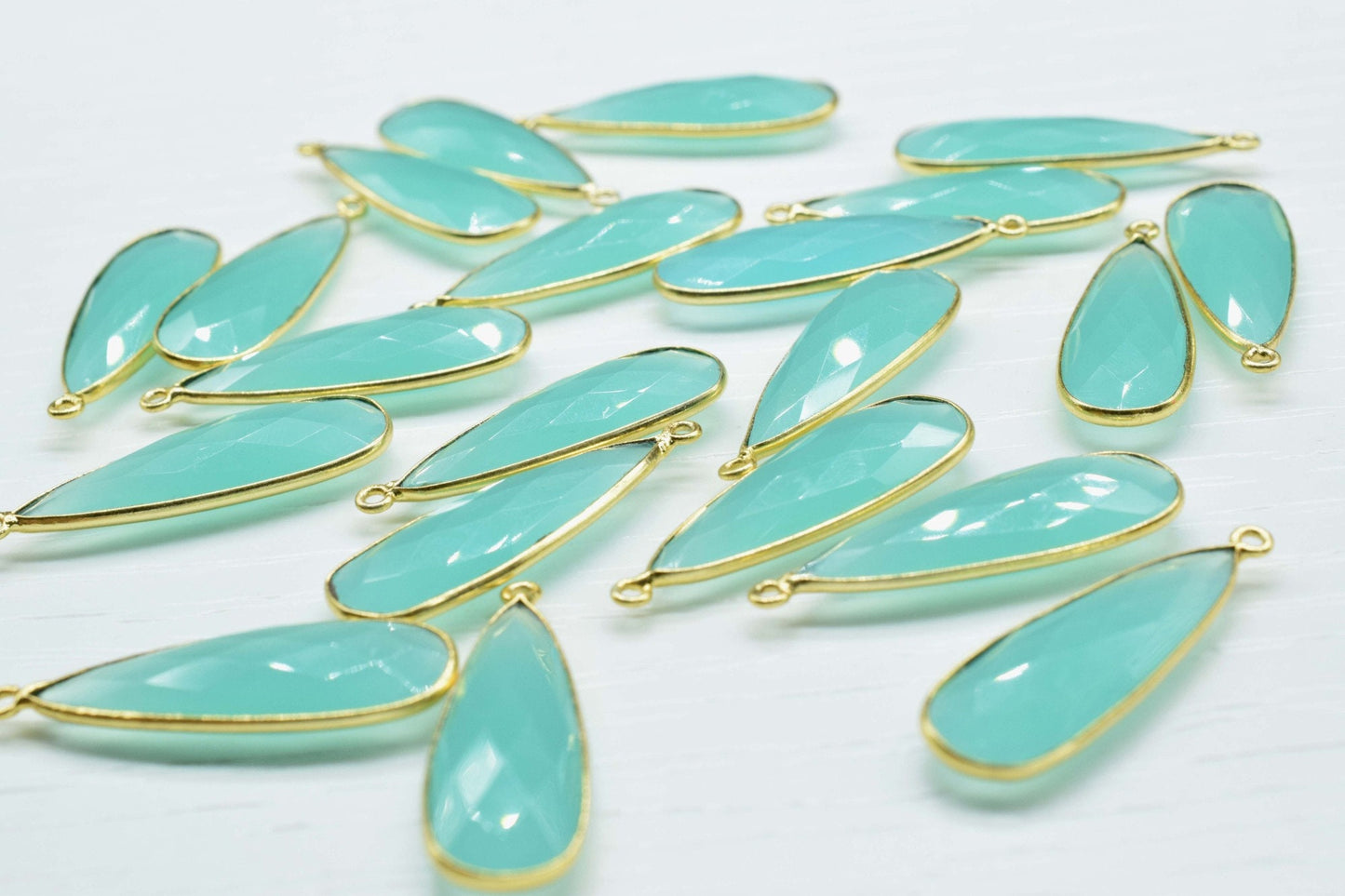 Aqua Chalcedony Teardrop Charm 10x30mm,Single Bail Connector,Teardrop Shape Pendant,Aqua Chalcedony Bezels And Connectors, jewelry supplies