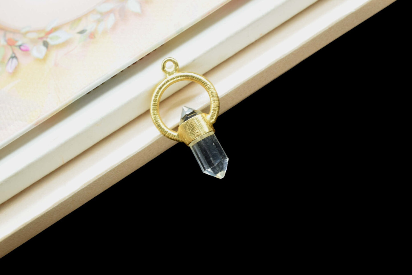 Clear Crystal Pointed Quartz Pendant, Charm Polished Gold -Plated Pointed Bullet Pendant,Quartz Pendulum -Quartz Pendant - Crystal Pendulum