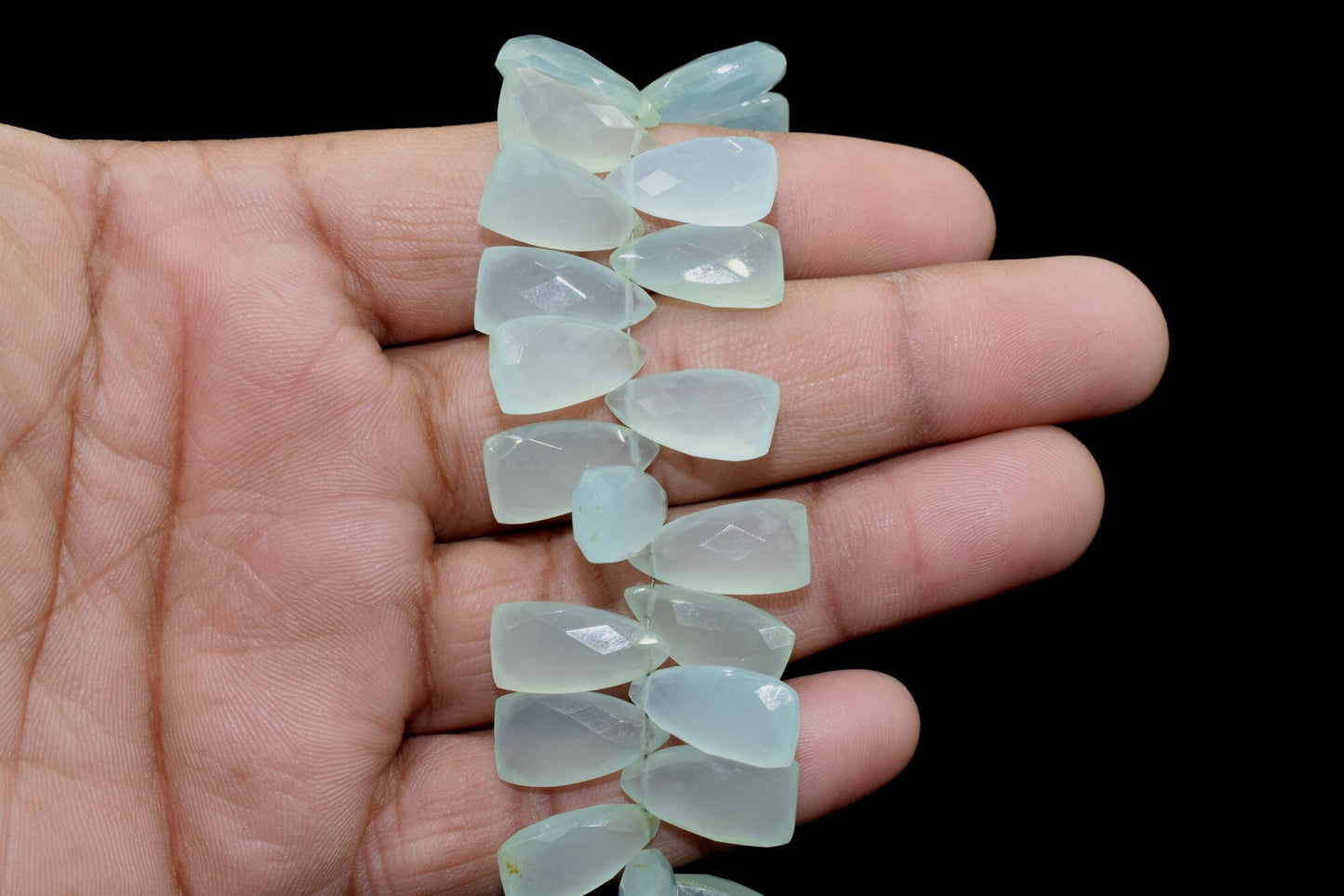 Aqua Chalcedony Faceted 8x16mm Pyramid Shape Beads,Triangle Faceted beads,Aqua Chalcedony Briolettes,Jewelry Making Beads,AAA Briolette bead