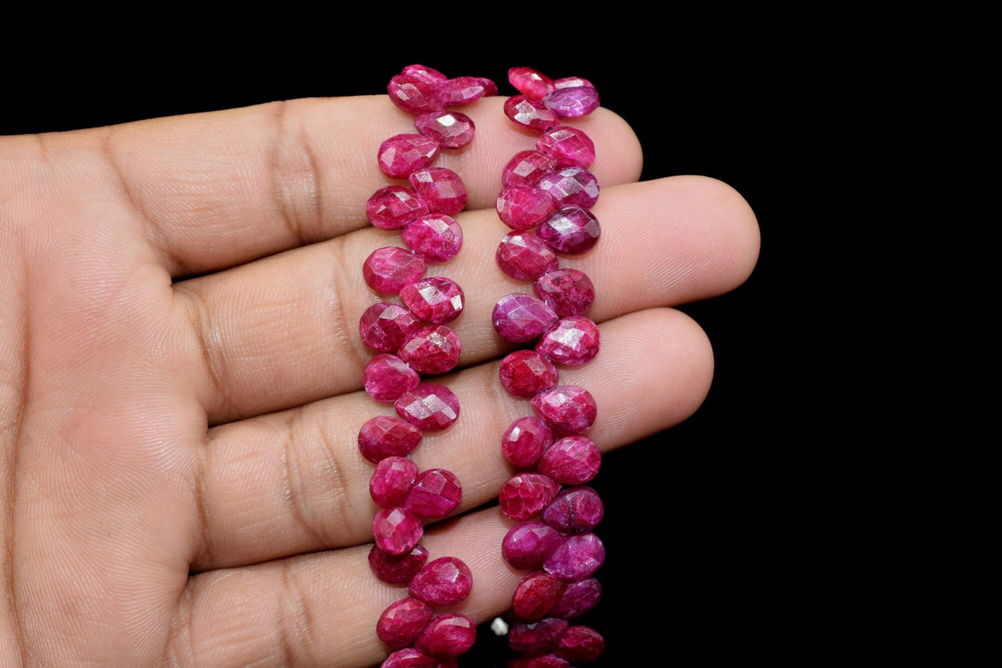 Ruby Faceted Pear Shape Beads Strand,6x8mm Teardrop Ruby Faceted Beads,7''ruby teardrop Strand, Ruby Faceted Briolette,Natural Ruby Beads