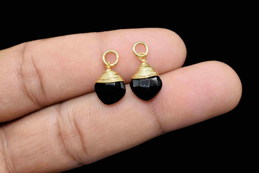 Black Onyx Faceted 8mm Square Connectors,Wire Wrapped Gemstone Pendants,loop Connector,Wire Wrapped Necklace,Black Onyx Jewelry making,Gift