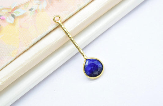 Sapphire Charm/Gemstone Component/Faceted Sapphire Single Bail Charm/Necklace Pendant/Heart Shape Charm/Summer Collection/Wholesale Supply