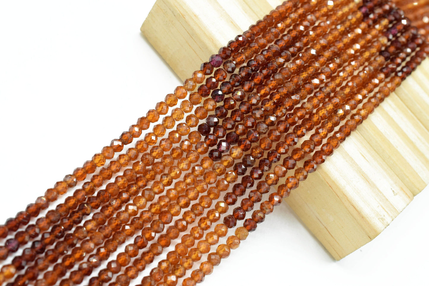 Natural Hessonite Garnet Faceted Beads,Gemstone Beads Strand,Hessonite Shaded Beads,Micro faceted beads,Hessonite Strand Beads Jewelry Gift