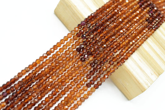 Natural Hessonite Garnet Faceted Beads,Gemstone Beads Strand,Hessonite Shaded Beads,Micro faceted beads,Hessonite Strand Beads Jewelry Gift
