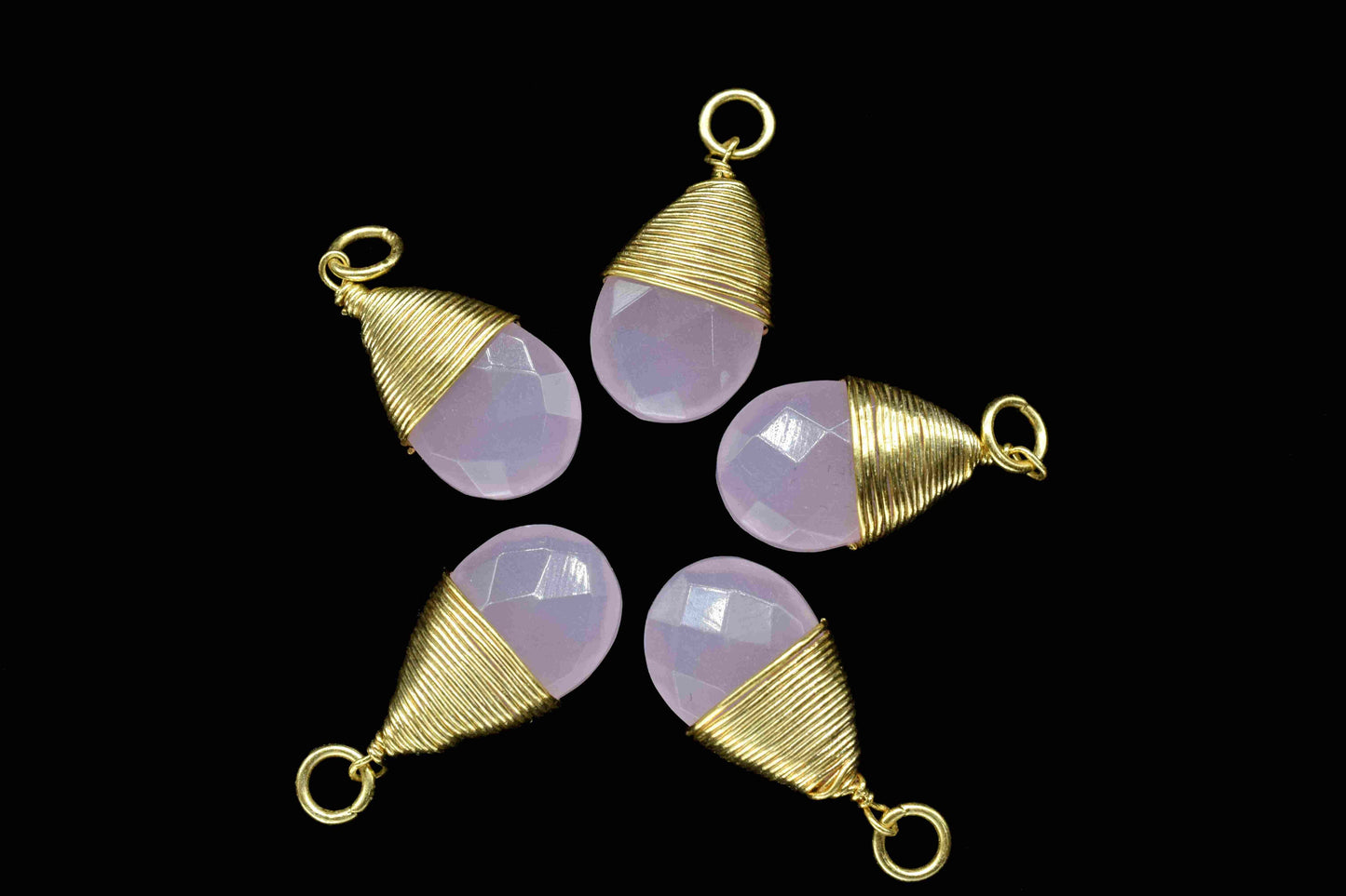 Rose Quartz Teardrop Faceted Connector, Gemstone Wire Wrapped Pendant, 10x18mm Teardrop Pendant Jewelry,Wire Wrapped Necklace,Quartz Jewelry