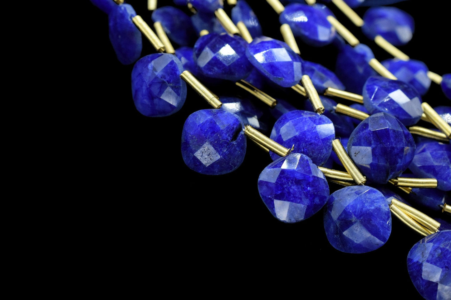 Blue Sapphire Faceted Gemstone 12mm Square Shape Briolettes,Sapphire Gemstone Beads Strand Jewelry,Sapphire Jewelry Making Supplies,Gift