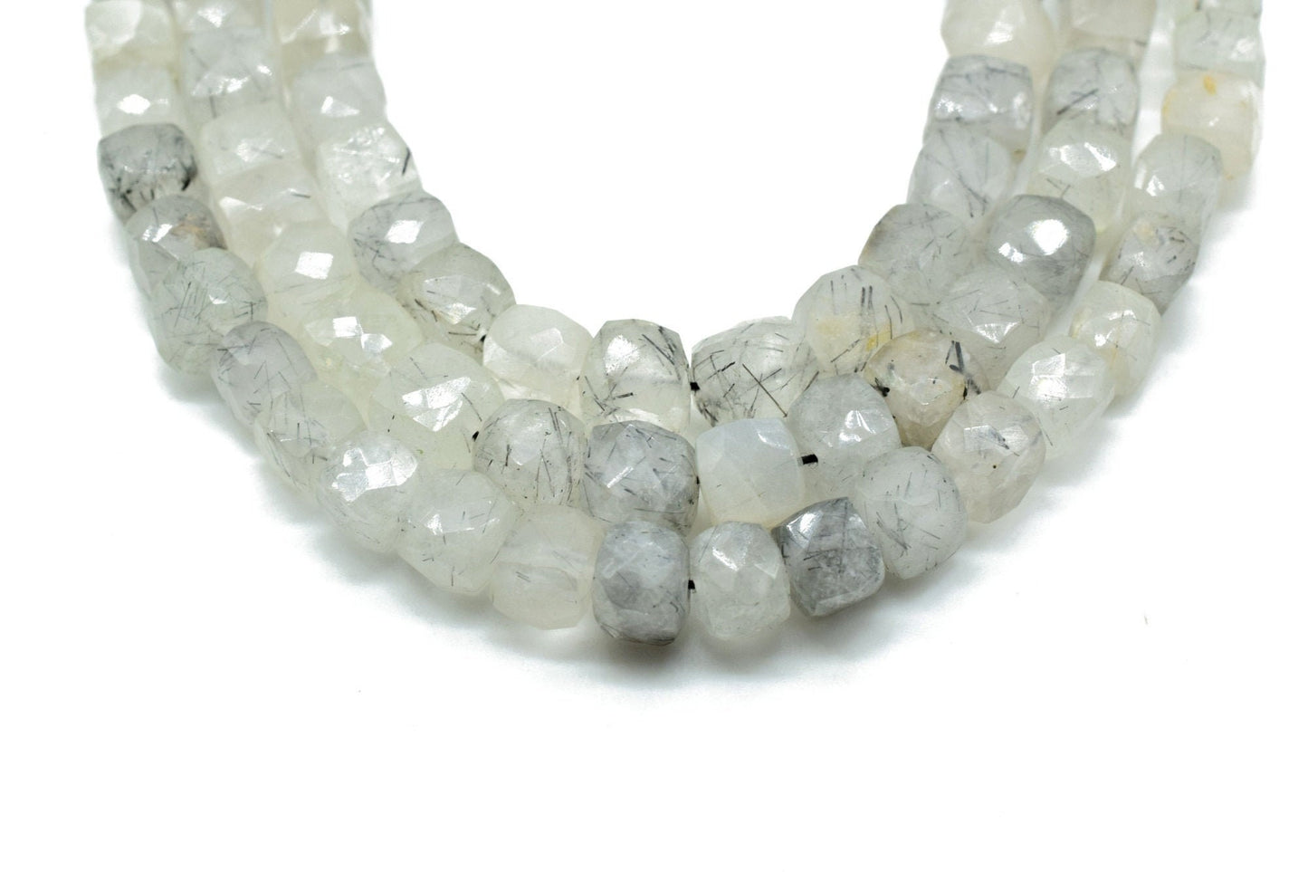 AAA Natural Black Rutile Faceted 6mm to 7mm Cube Beads Genuine Black Rutile beads, Faceted Laser Diamond Cut 8" Strand,Rectangle Nuggets