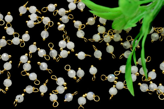 Moonstone Single wire wrapped Beads,Earring Connectors,Moonstone Faceted Beads,Moonstone Hangings Beads,Jewelry Making Supply,Gemstone Charm