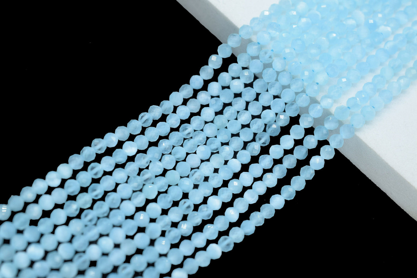 Aquamarine AAA Faceted beads/Loose Gemstone Beads/Aquamarine Beads Strand For Jewelry Making/3mm-3.5 mm Aquamarine Rondelle Beads/Gift