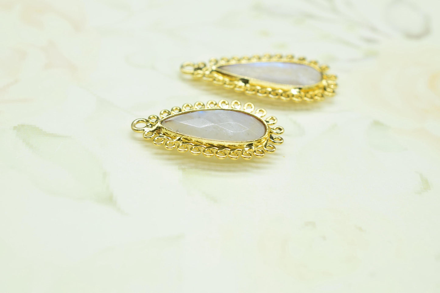 Moonstone 8x20 Teardrop Bezel Charms,Wholesale Jewelry,Single Bail Pendant,Gemstone Brass Component,Handmade Jewellery Connectors,Gift