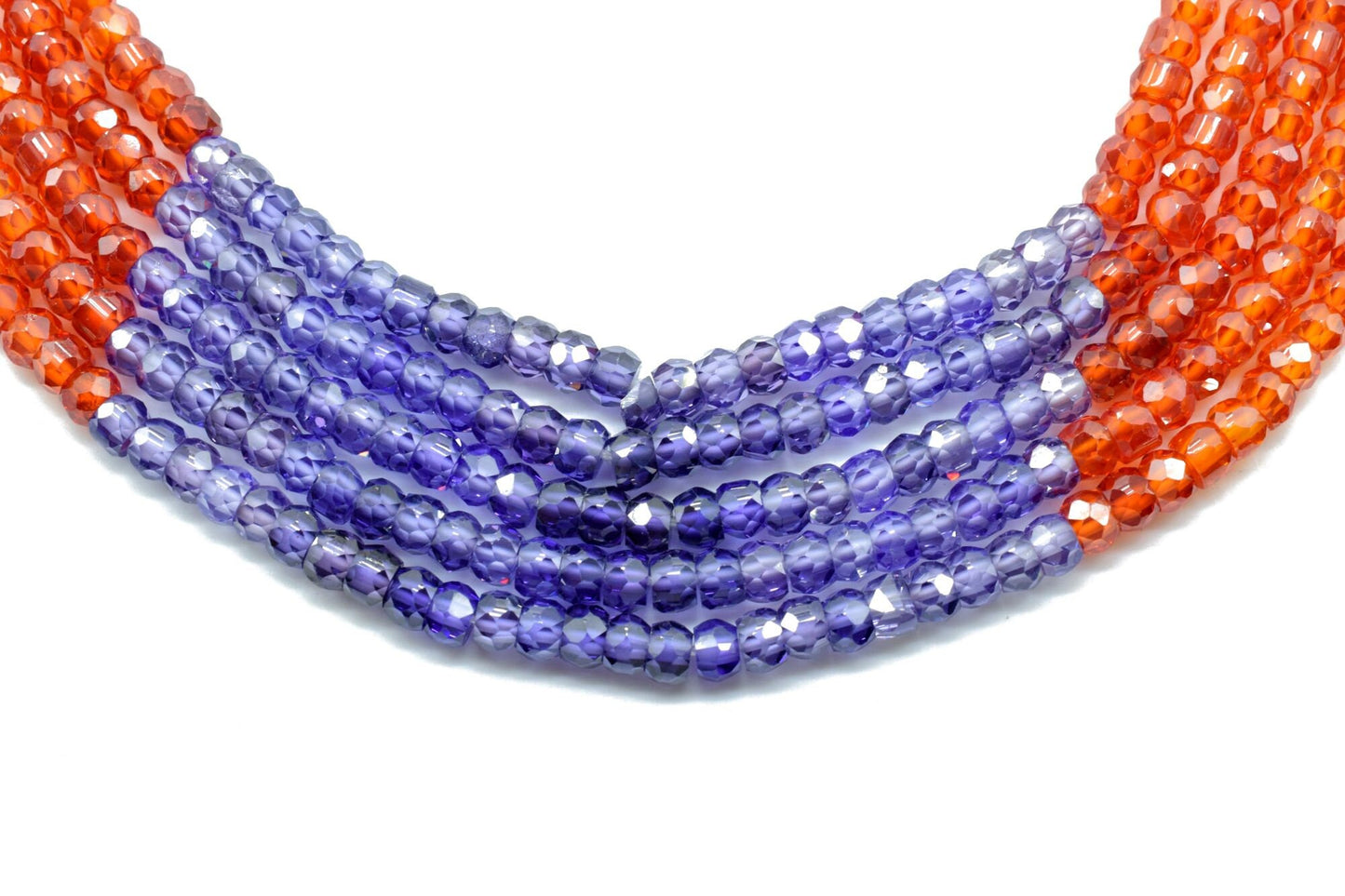 5 String Of Multi stone Necklace,Natural Cubic Zirconia Beads Necklace,Cubic Zirconia Muliti Color Beads Necklace,Cubic Zirconia Necklace,