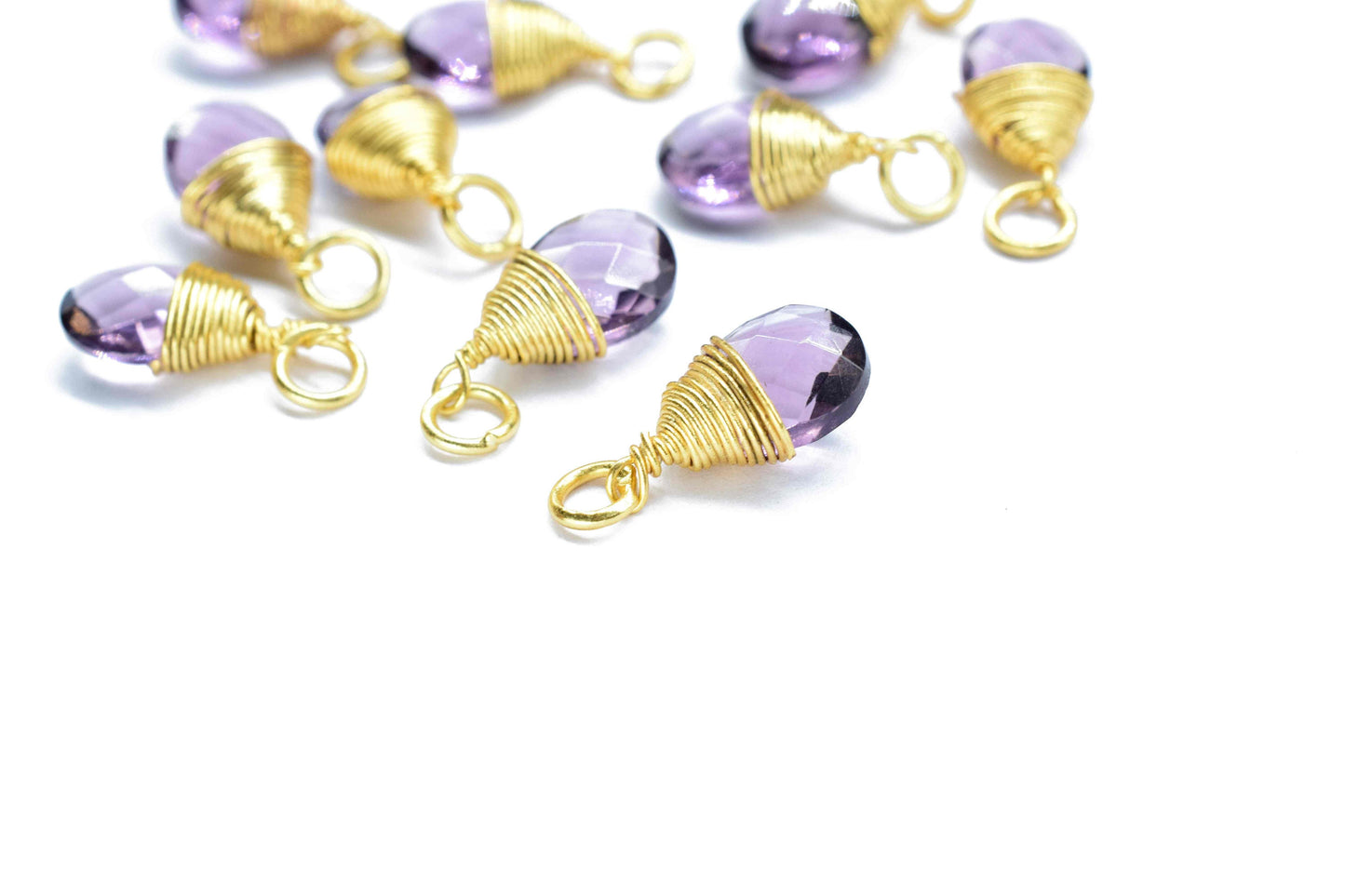 Amethyst Faceted Connector,Loop Connector,Pear Pendant Jewelry,Purple Gemstone Wire Wrapped Pendant,Wire Wrapped Necklace,Amethyst Jewelry,