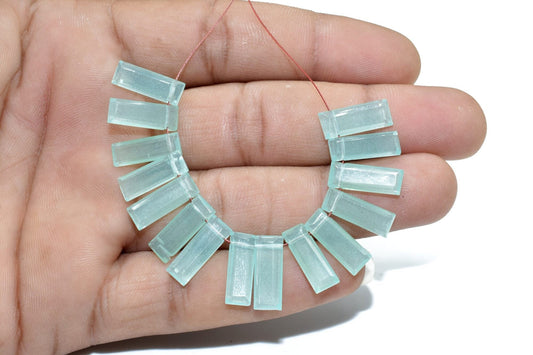 Aqua Chalcedony small baguettes,Aqua Chalcedony drilled Briolette,Aqua Chalcedony faceted stones, Chalcedony fancy briolette,Aqua Chalcedony