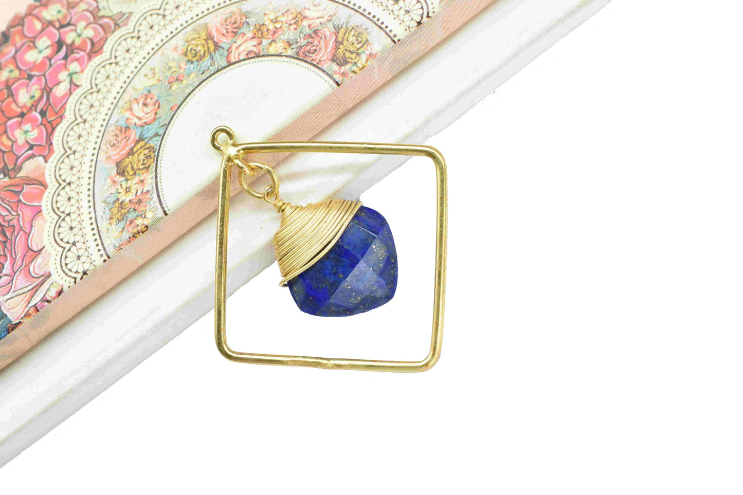 Handmade Wire Wrapped Pendants,Carft Supplies Tools,Gemstone Finding 12mm Square Pendants,Gemstone Craft Supply,Statement Earring Jewelry