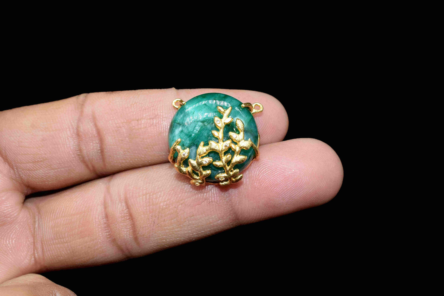 Natural Emerald Smooth Gemstone 20mm Round Shape Pendant,Emerald Gemstone gold Plating Jewellery,Emerald Fancy Single Bail Pendant Jewelry