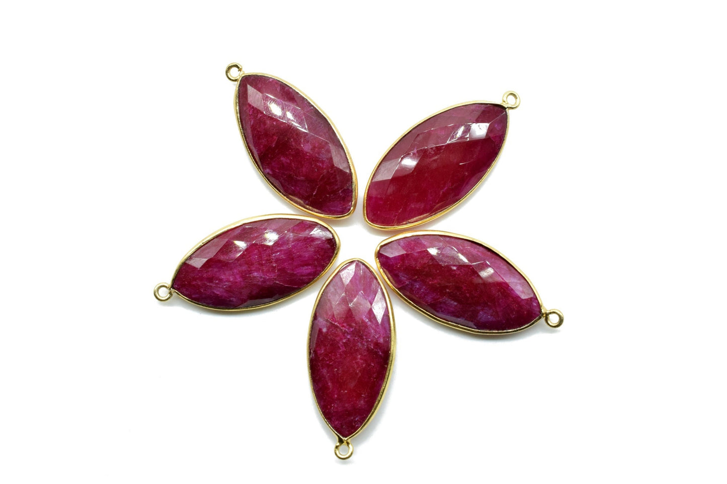 Natural Ruby 15x30mm marquise shape Single bail Connector,Ruby bezels,Ruby Jewelry making supplies,Single loop Pendant,Ruby Bezel Links,Ruby