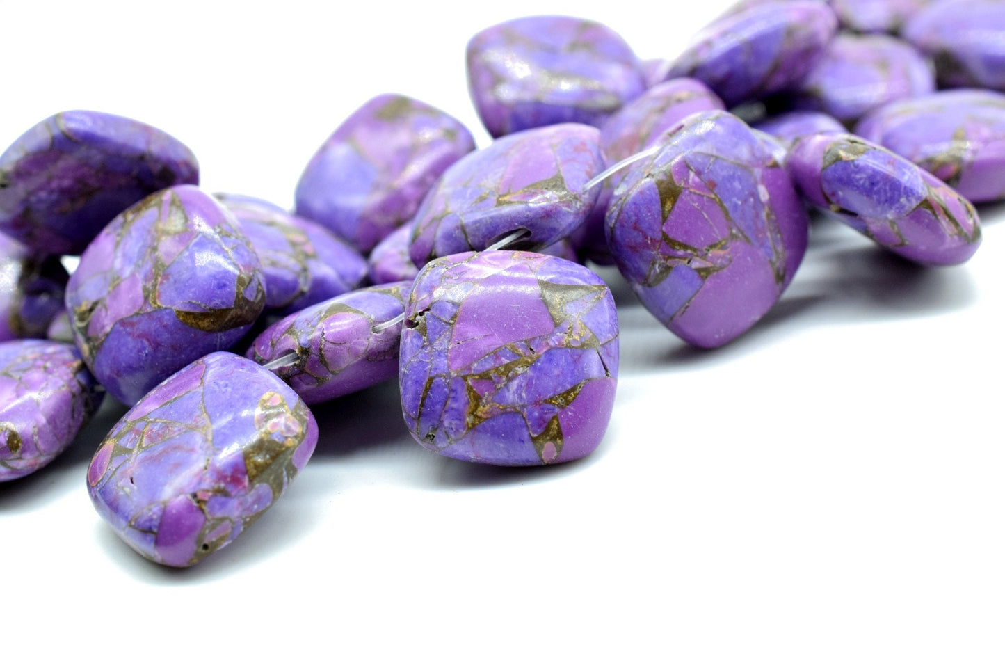 Purple Copper Turquoise 14mm Smooth cushion beads,Calibrated Gemstones Briolette,cushion Shape Briolettes,Side drilled Briolette,Turquoise