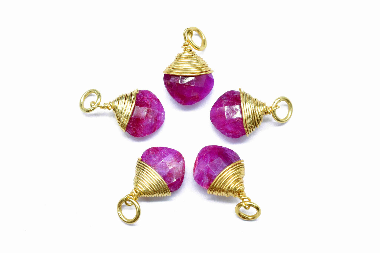 Natural Ruby Wire Wrapped Connectors, Square Gemstone Connector, Jewelry Making Supply,Single Loop Connectors Gift,Ruby Wire Wrapped Pendant