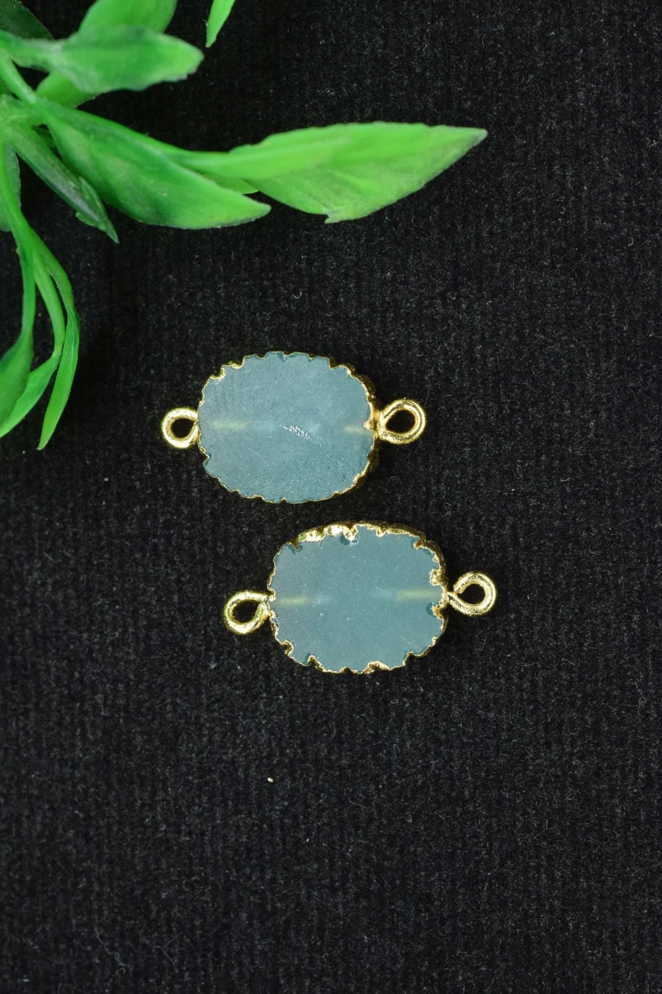 Aqua Chalcedony Pendant,Handmade Cabechon Pendant Charm necklace,Pendant Jewelry Making Supply,Gemstone Electroplated,Double Bail Connector