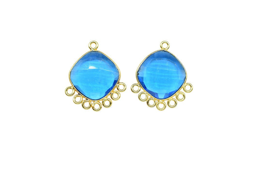 Blue Topaz 14mm Cushion Bezel Charms/Gemstone Single Bail/Component charm/Handmade Jewellery Connectors/Women Jewelry/Handmade Connector
