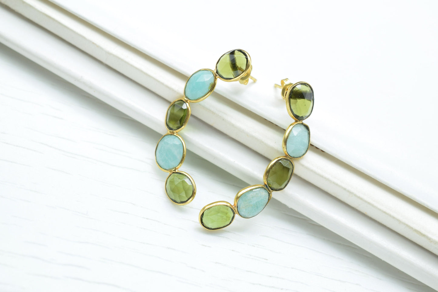 Gemstone Green Tourmaline Earrinryg/Bridal Earring/Amazonite Earring/Long Earring/Gemstone Earring/Handmade Earring/Bridesmaid Earring/Gift