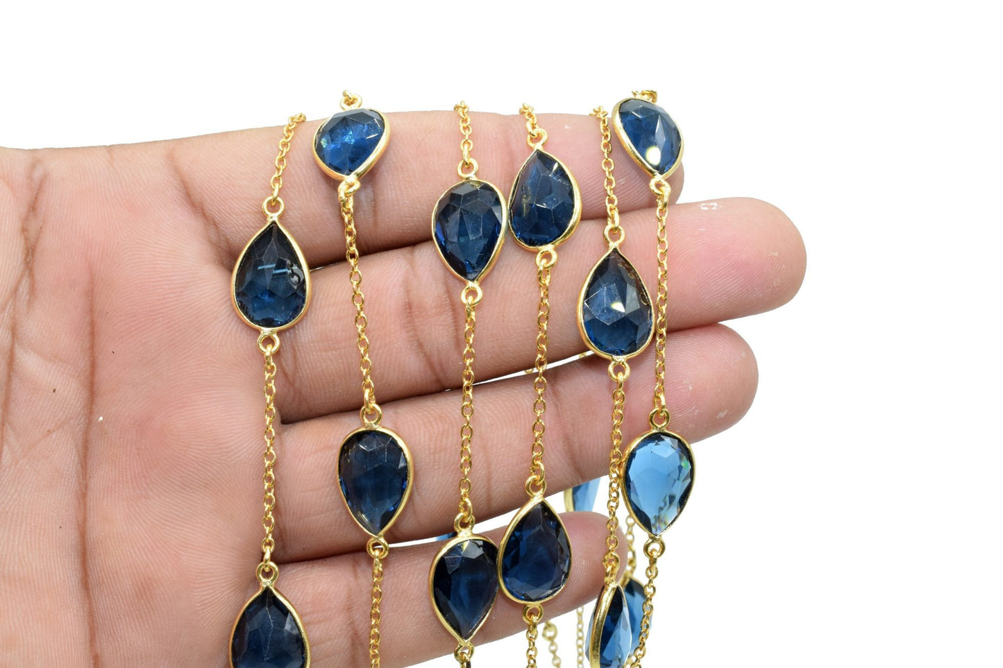 Kyanite Faceted Bezel Connector Station Link Chain,Kyanite Free form Connector Chain,Kyanite Bezel Connector Chain,Chain Per Foot,Kyanite