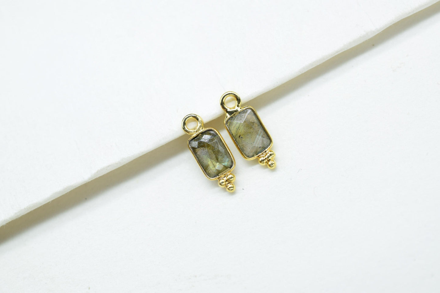 Natural Gemstone Labradorite Charms Pendant/Buguette Shape Pendant/Handmade Pendant/Tiny Pendant/Necklace Connector jewelry/B'day Gift