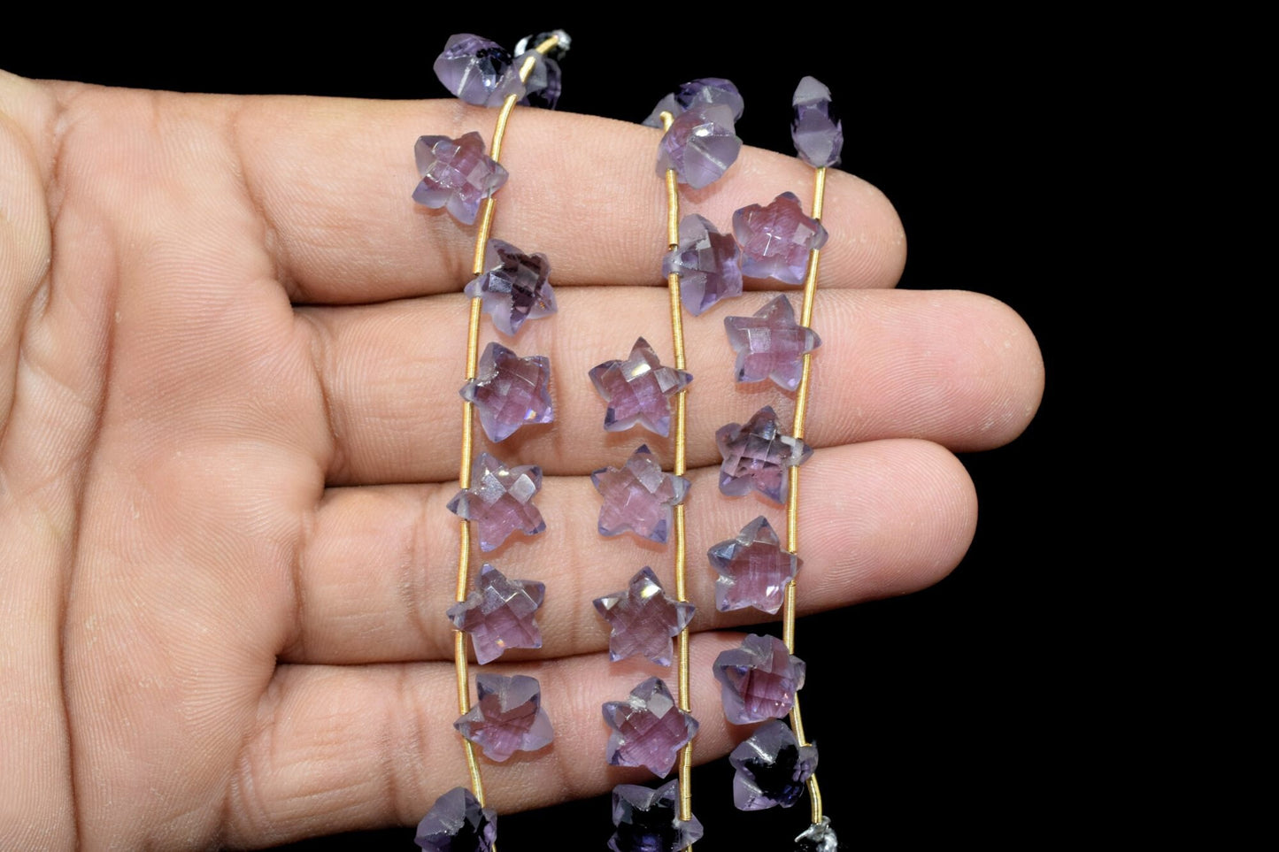 Amethyst Star Shape Faceted Briolette| Carved Drill Star Briolette 4 inch Strand | 10 Pieces | Side Drill |Gemstone Beads for jewelry making