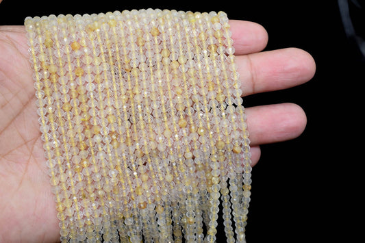 Golden Rutilated Quartz beads,3mm quartz beads,golden beads,Tiny rutile beads,Faceted Rondelle Beads,jewelry making beads,micro faceted