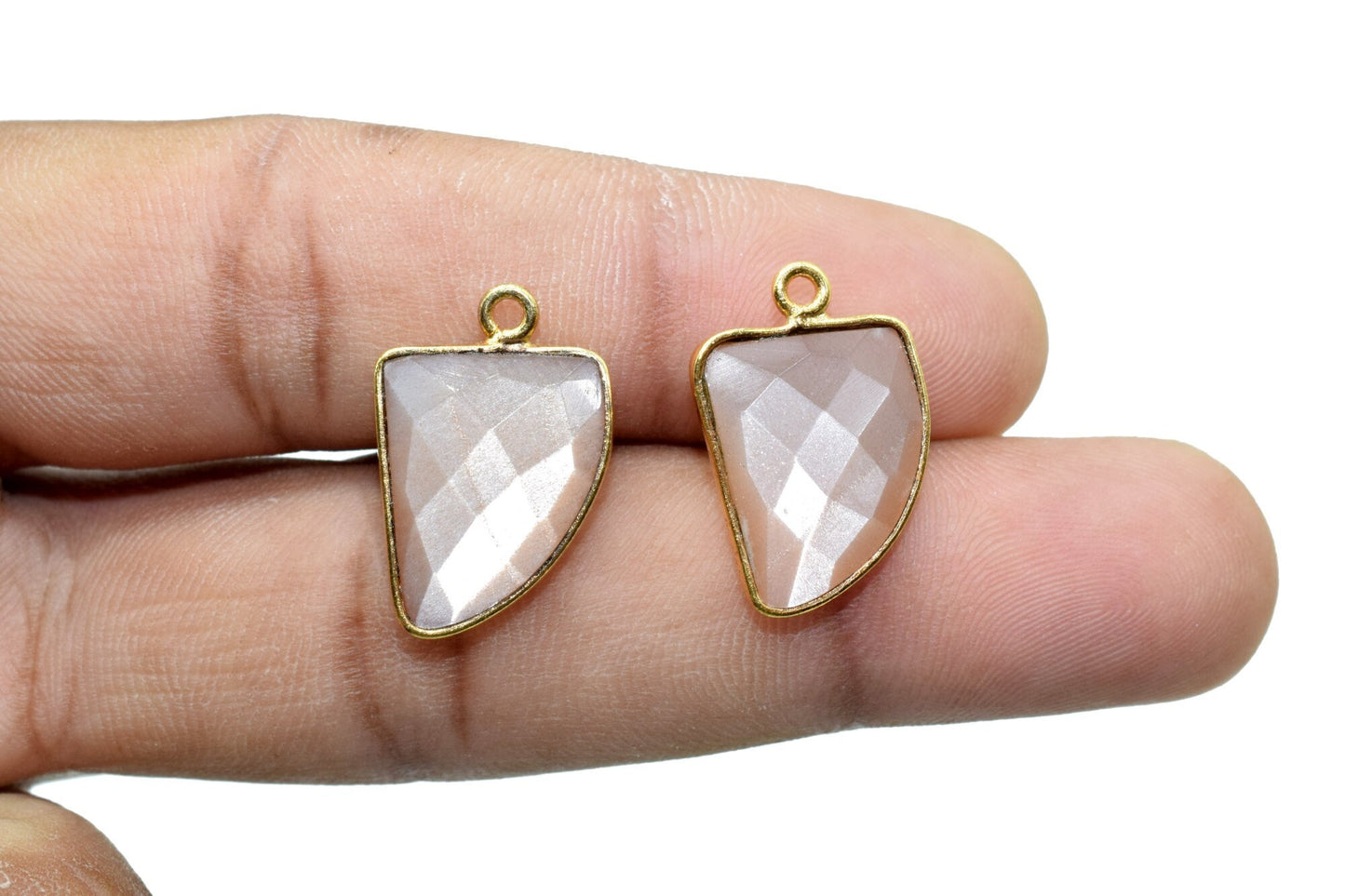 Peach Moonstone 12x15mm Horn shape Single bail Connector,Bezel links Connector,jewelry making Connector,Single Loop Connector,peachMoonstone