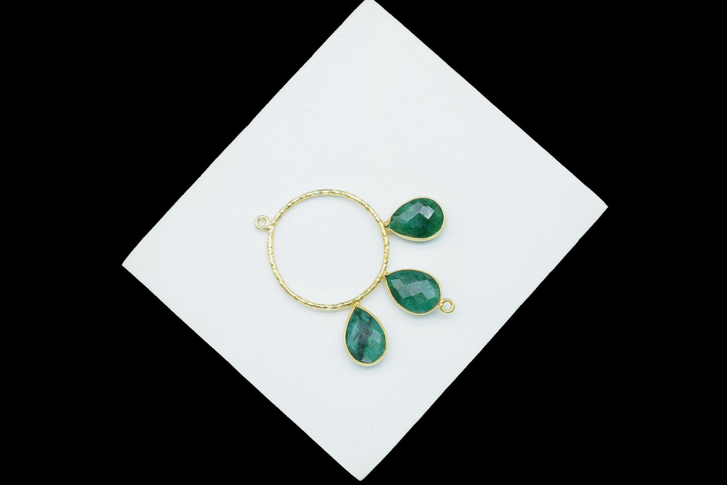 Emerald Jewelry Connector/Connector Jewellery/Gold Plated Pendant/Handmade Jewellery/Double Bail Pendant/Women Jewelry/B'day Gift