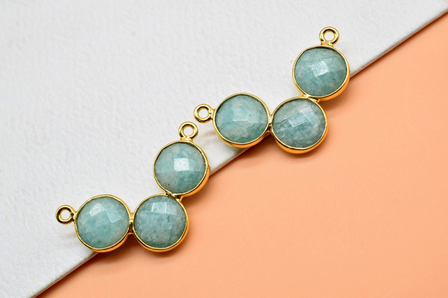 Amazonite Necklace Connector,Amazonite Jewelry Making Supply,Amazonite Pendant,Amazonite Jewelry,Woman Necklace,Gold plated connector charms