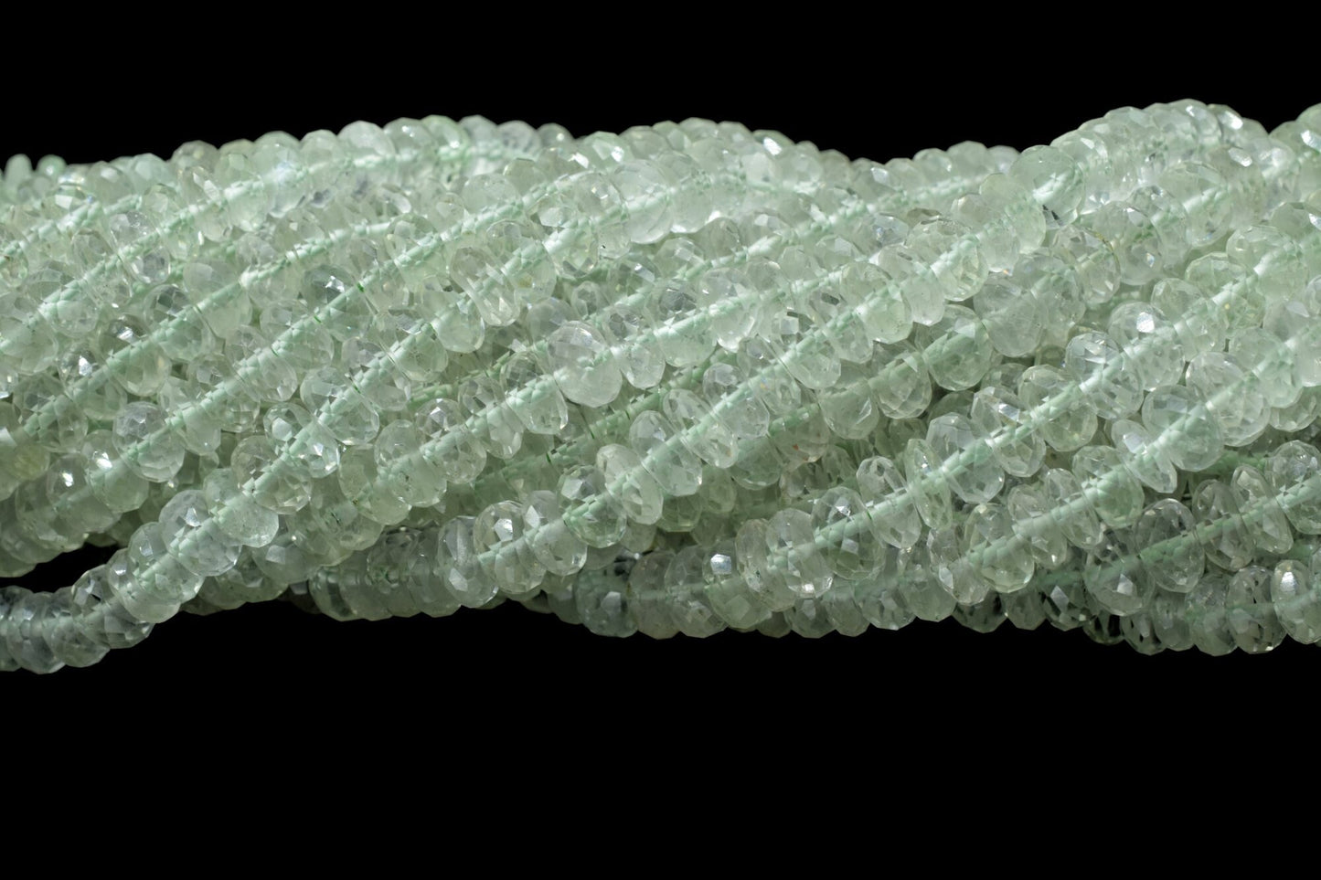 Natural Green Amethyst Rondelle faceted beads, Amethyst Faceted Rondelle Beads 6"Strand, 6.5x7 mm, AAA Quality Green Amethyst Faceted Beads