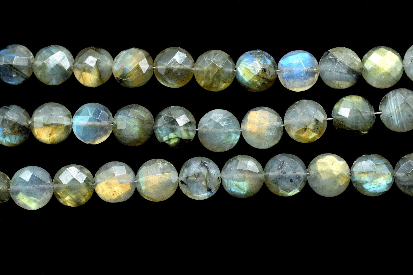 Labradorite 8mm Coin Shape Beads,Faceted Briolettes,Gemstone beads, jewelry supplies,Flashy Labradorite Faceted Coins,Labradorite Briolettes