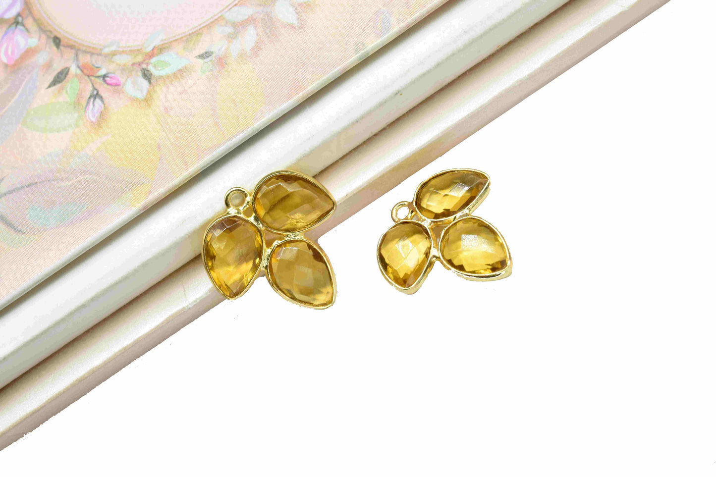 Citrine component,Handmade Jewelry,Citrine Quartz Bezel Component,Citrine Jewelry Making Supply,Gemstone Component,Attached Bezel Pendant