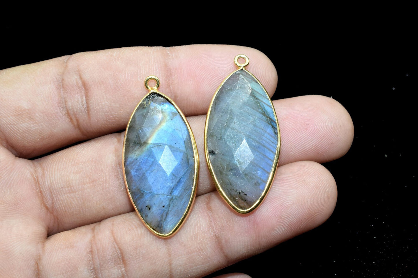 Labradorite 15x30mm marquise shape Single bail charms,Labradorite marquise Connector Pendant,Bezel Link Single Bail Connectors,Labradorite