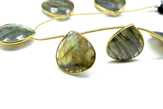 Labradorite  20mm heart shape bezel Charms,Gemstone Drilled bezel,gemstone Charm,Gemstone Jewelry Making Component,Labradorite Bezel Jewelry