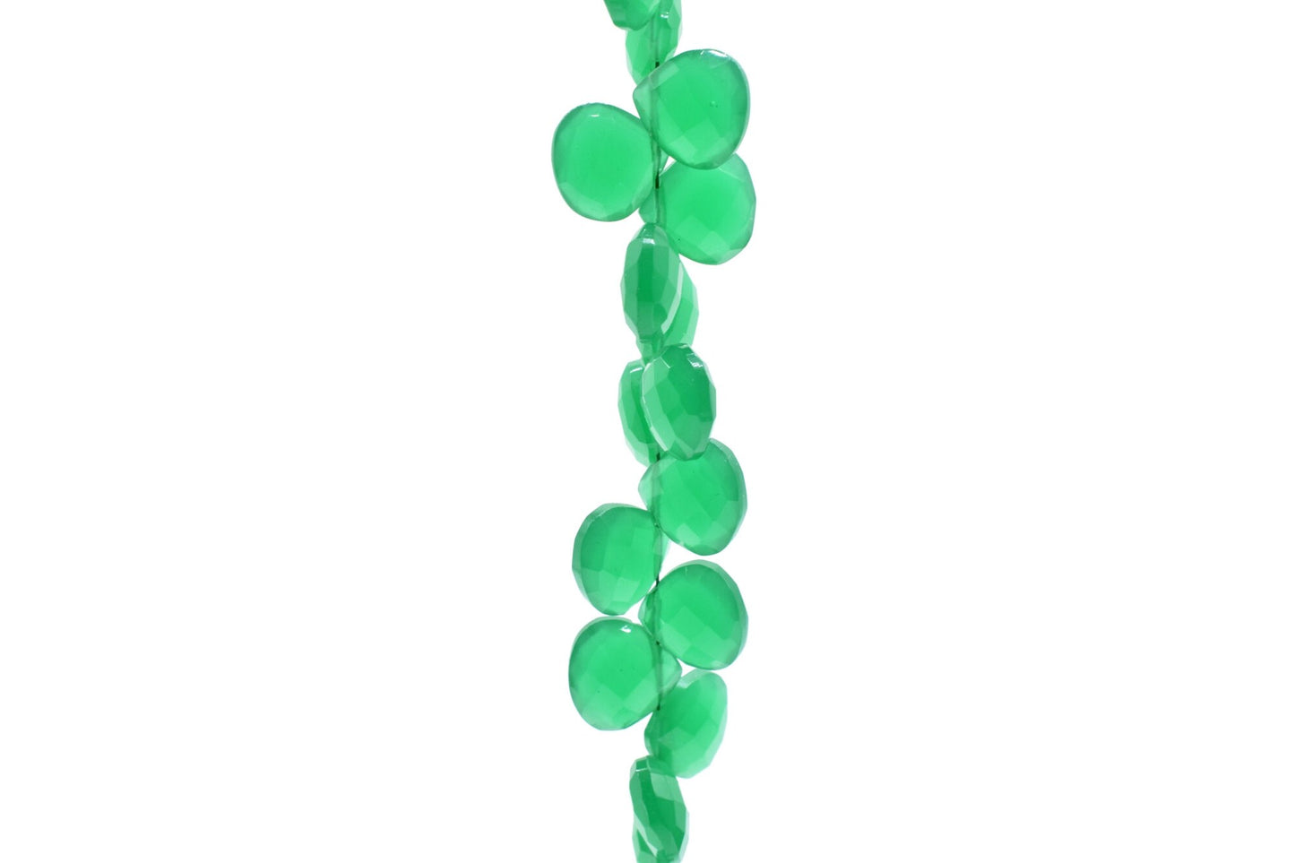 Green Onyx Faceted Briollete,10mm Heart Shape Beads Strand,Natural Gemstone Briollete,AAA Quality Briollete,10 Inches Strand,Green Onyx bead