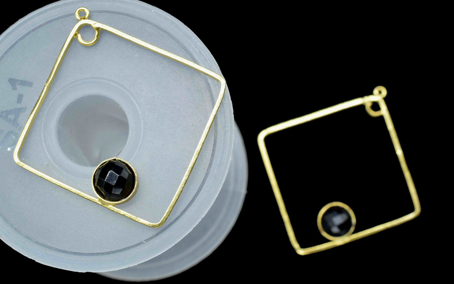 Black Onyx Gemstone Component Earring,32mm Square Shape Earring Connector,Gemstone Component Earring,Finding Necklace Component Jewelry,Gift