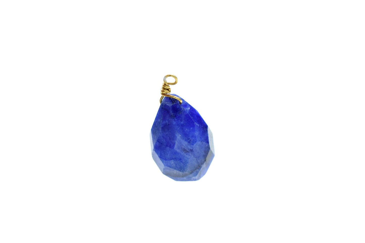 Blue Sapphire 10x14mm Faceted Drops, Blue Sapphire Wire Wrapped Beads,dainty dangle Gemstone Connector,Sapphire Connector Charms,Wife Gifts