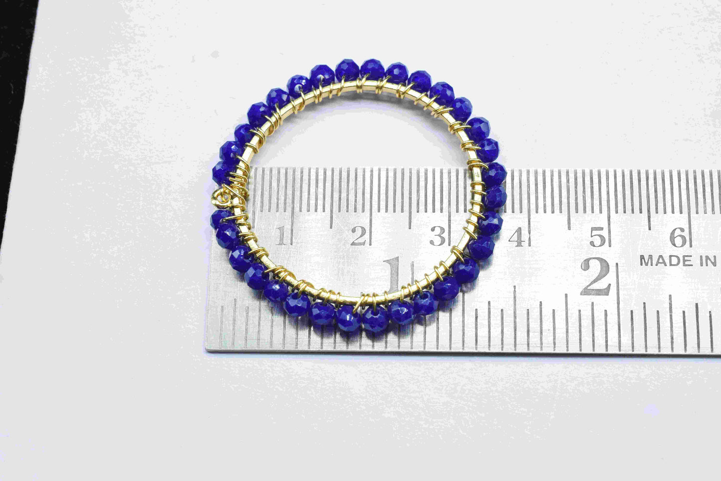 Lapis Lazuli Wire Wrapped Dangle Connector, Circle Pendant Component, Handmade Earring, Beaded Hoop Earring, Finding Component Lapis Jewelry