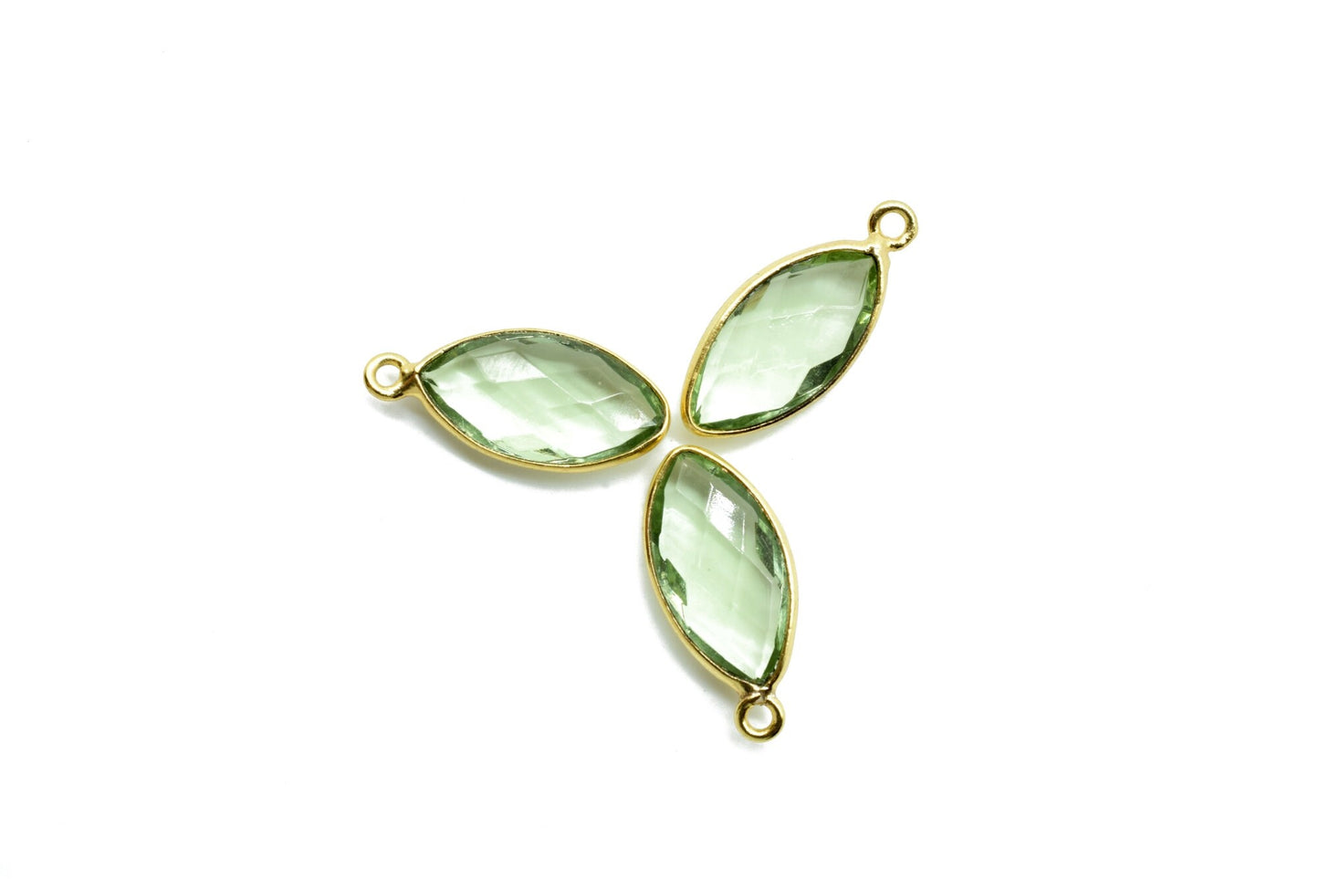 Green Amethyst 8x16mm marquise shape Single bail Connectors,Green Amethyst Single Bail bezel link,Jewelry making supplies,Single Bail Charms