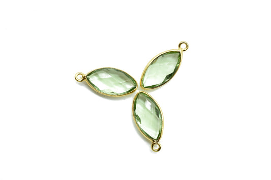 Green Amethyst 8x16mm marquise shape Single bail Connectors,Green Amethyst Single Bail bezel link,Jewelry making supplies,Single Bail Charms
