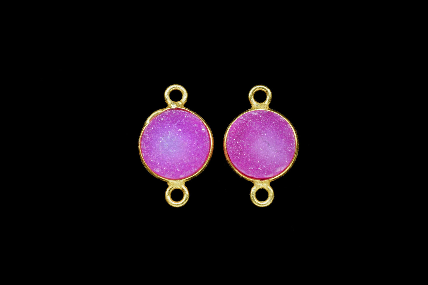 Pink Druzy Charm Pendants,8mm Druzy Connectors,Pink Druzy Double Bail Connector,Electroplated Light Pink Druzy Connectors,DIY Jewelry Making